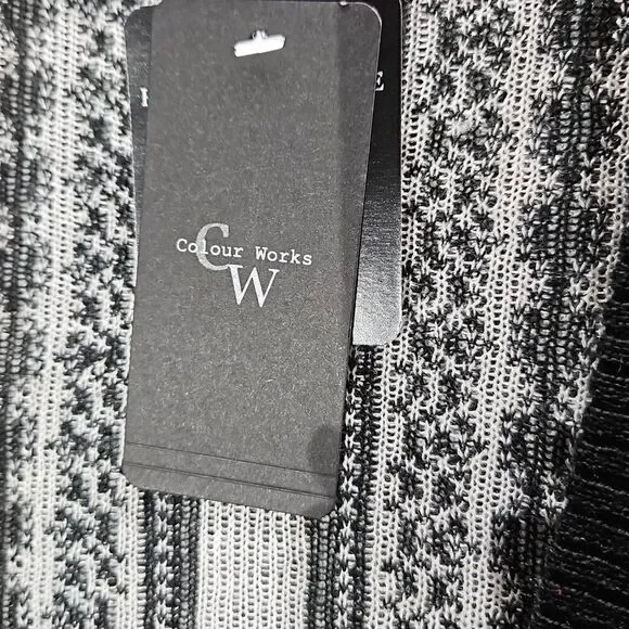 Colour Works Long Sleeve Duster Cardigan Sweater Cream Black Large - Picture 5 of 8